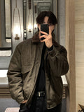 Suede fur collar jacket