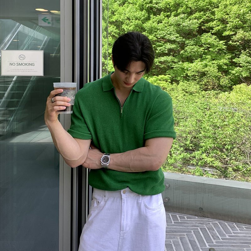 Summer knit with half zip