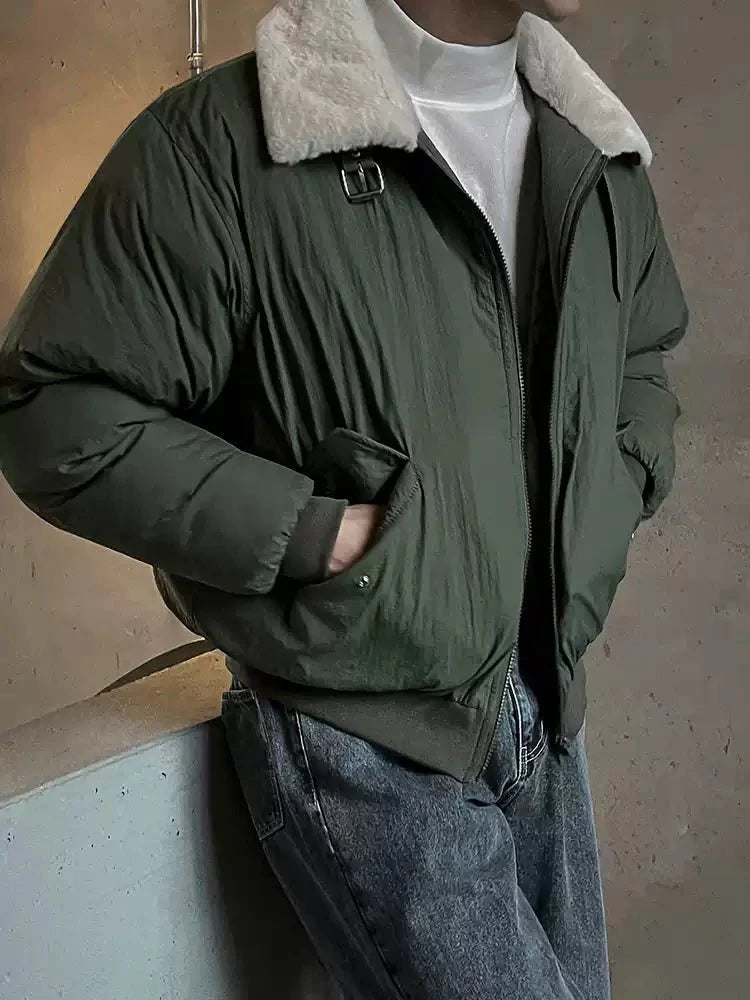 Thick collar boa lapel jacket