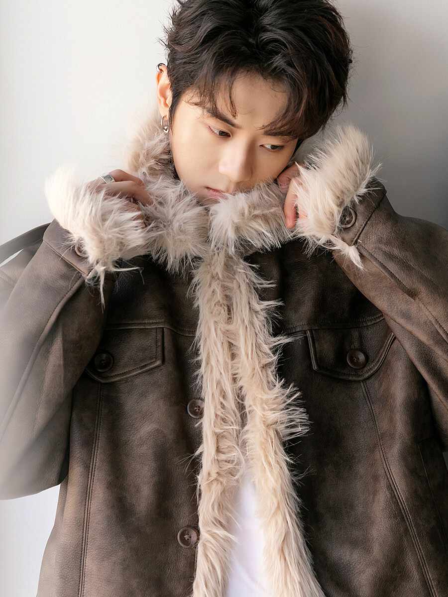Thick fur collar jacket