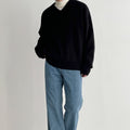 V neck knit sweater