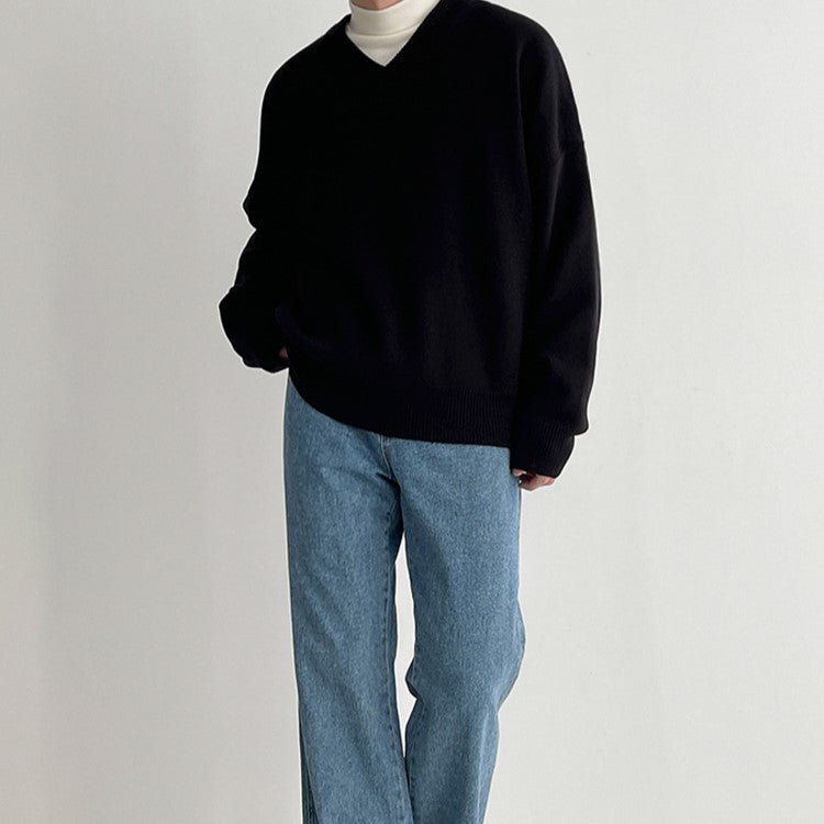 V neck knit sweater