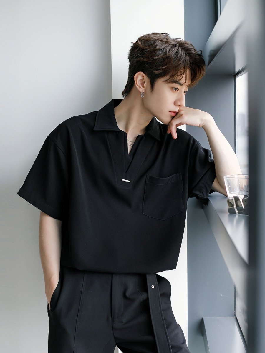 V neck polo shirt