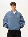 V-neck washed pullover jacket